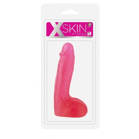 Розовый фаллоимитатор XSKIN 7 PVC DONG - 18 см.