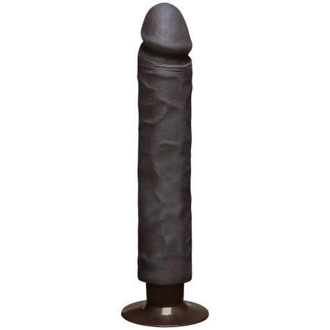 Коричневый вибратор The Realistic Cock ULTRASKYN Without Balls Vibrating 10” - 29,2 см.